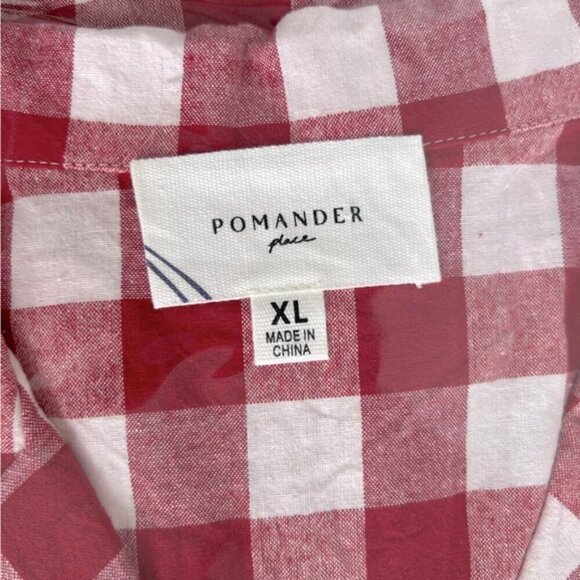 Pomander Place - Gingham Scarlett Button Down Shirt - pple Red. Size: XL. (1721) - Picture 3 of 10